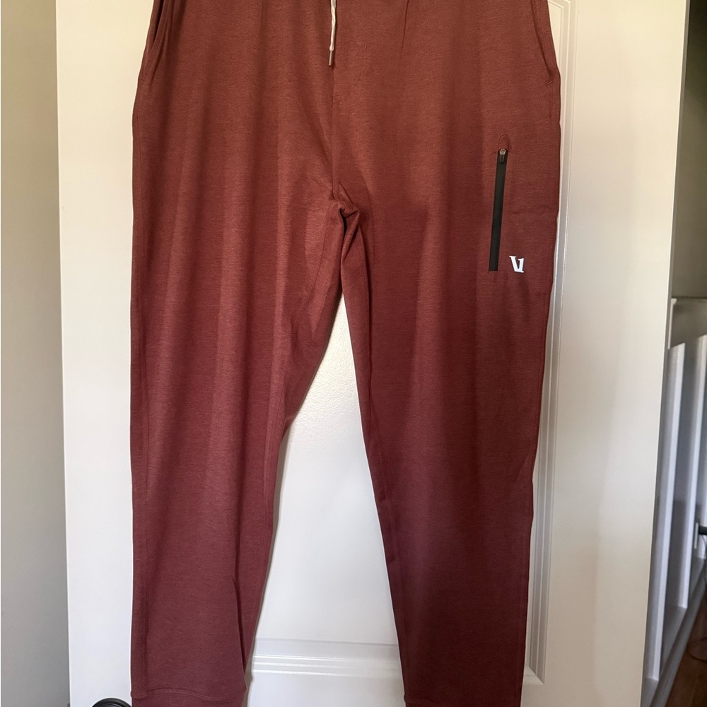 Vuori Men's Burgundy Joggers with Zipper Detail
